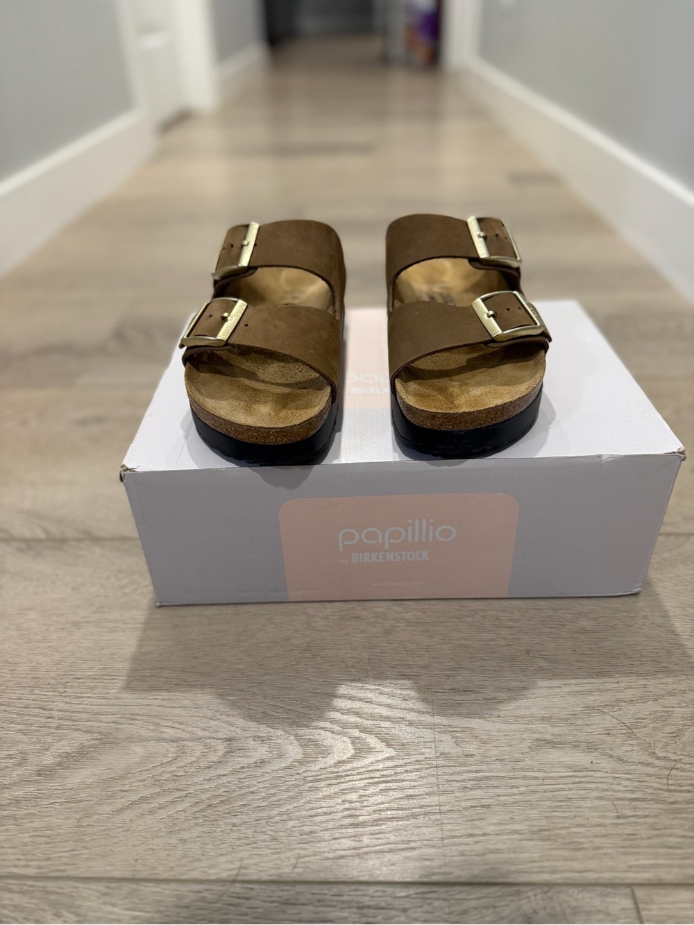 Birkenstock Papillio Men's Sandals with Black Soles and Tan Uppers